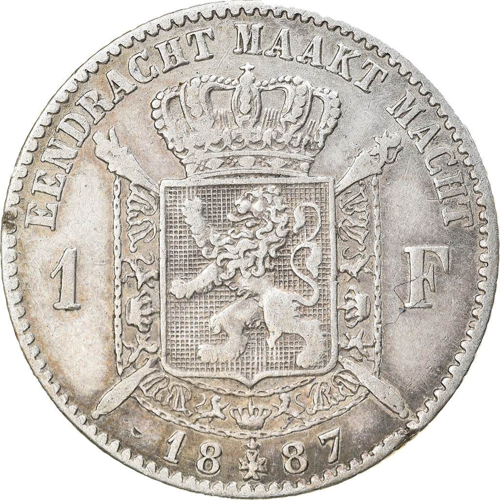 Coin, Belgium, Leopold II, Franc, 1887, EF(40-45), Silver, KM:29.1