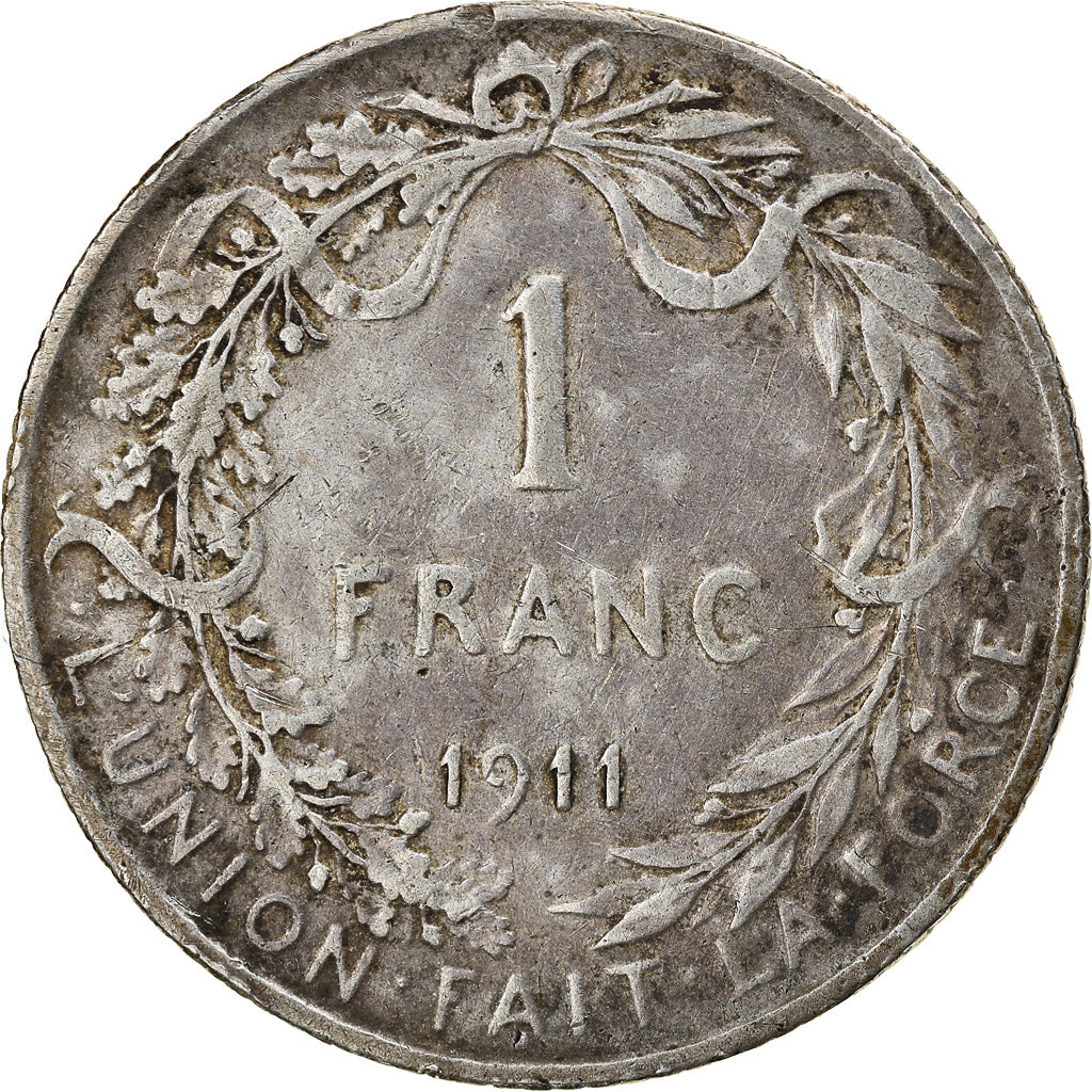 Coin, Belgium, Franc, 1911, VF(30-35), Silver, KM:72