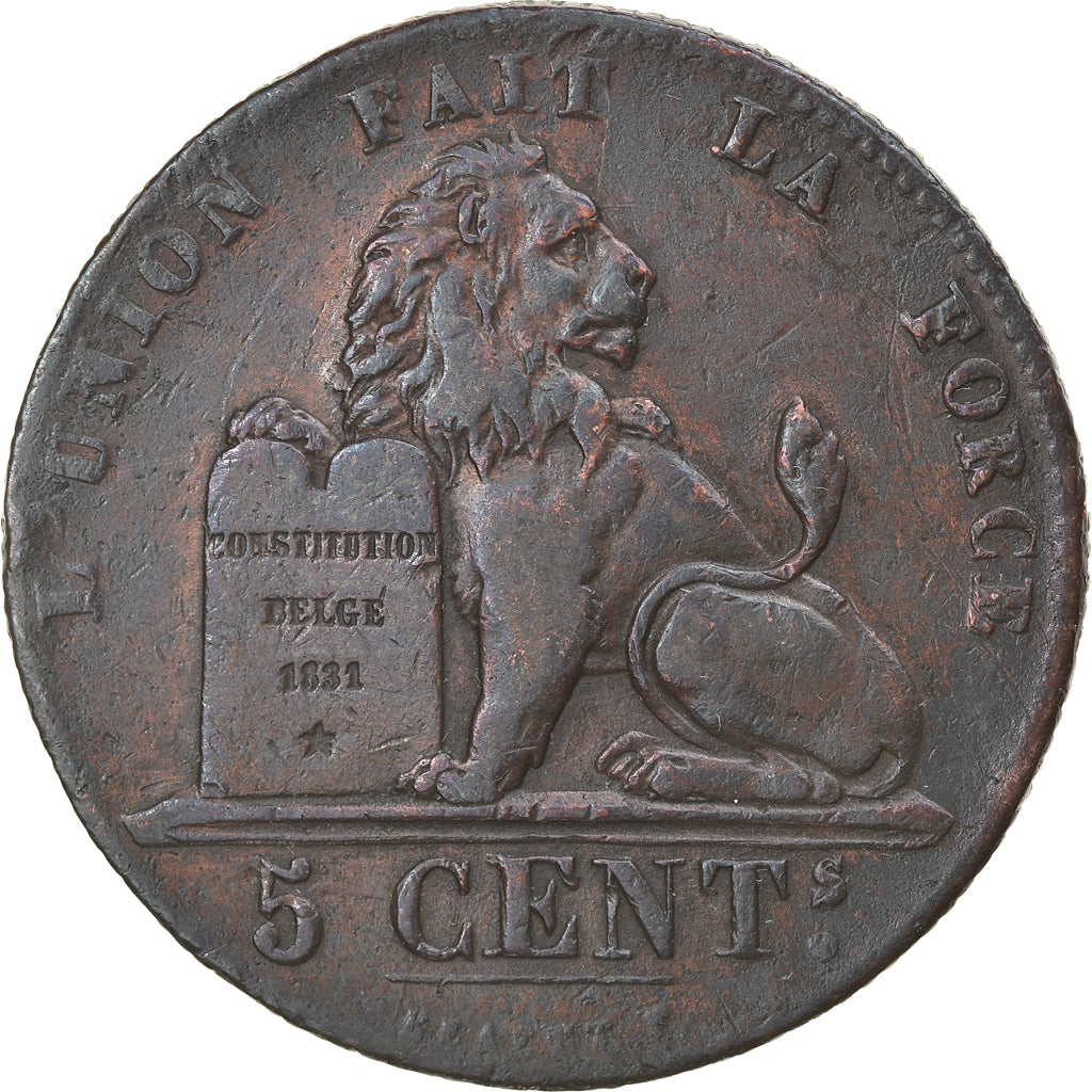 Coin, Belgium, Leopold I, 5 Centimes, 1842, VF(30-35), Copper, KM:5.1