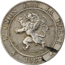 Moneta, Belgia, Leopold I, 5 Centimes, 1863, VF(30-35), Miedź-Nikiel, KM:21
