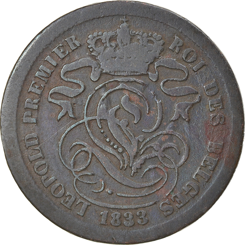 Coin, Belgium, Leopold I, 2 Centimes, 1833, VF(30-35), Copper, KM:4.1