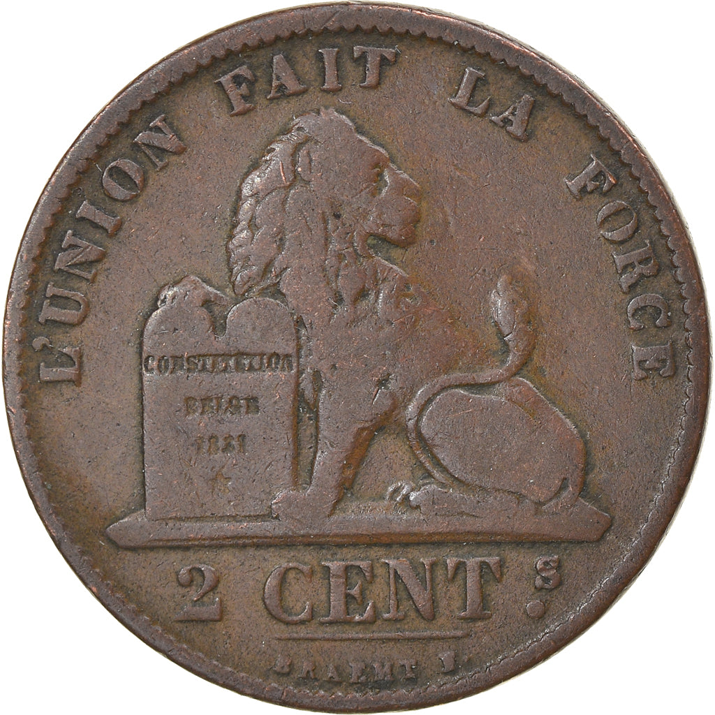 Moeda, Bélgica, Leopold II, 2 Centimes, 1870, EF(40-45), Cobre, KM:35.1