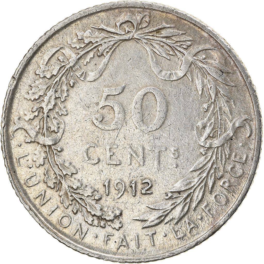 Coin, Belgium, 50 Centimes, 1912, EF(40-45), Silver, KM:70