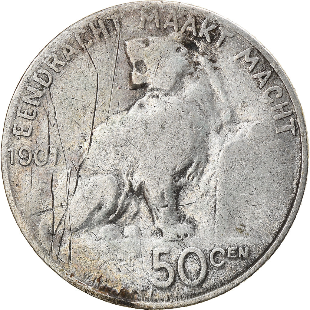 Coin, Belgium, 50 Centimes, 1901, EF(40-45), Silver, KM:51