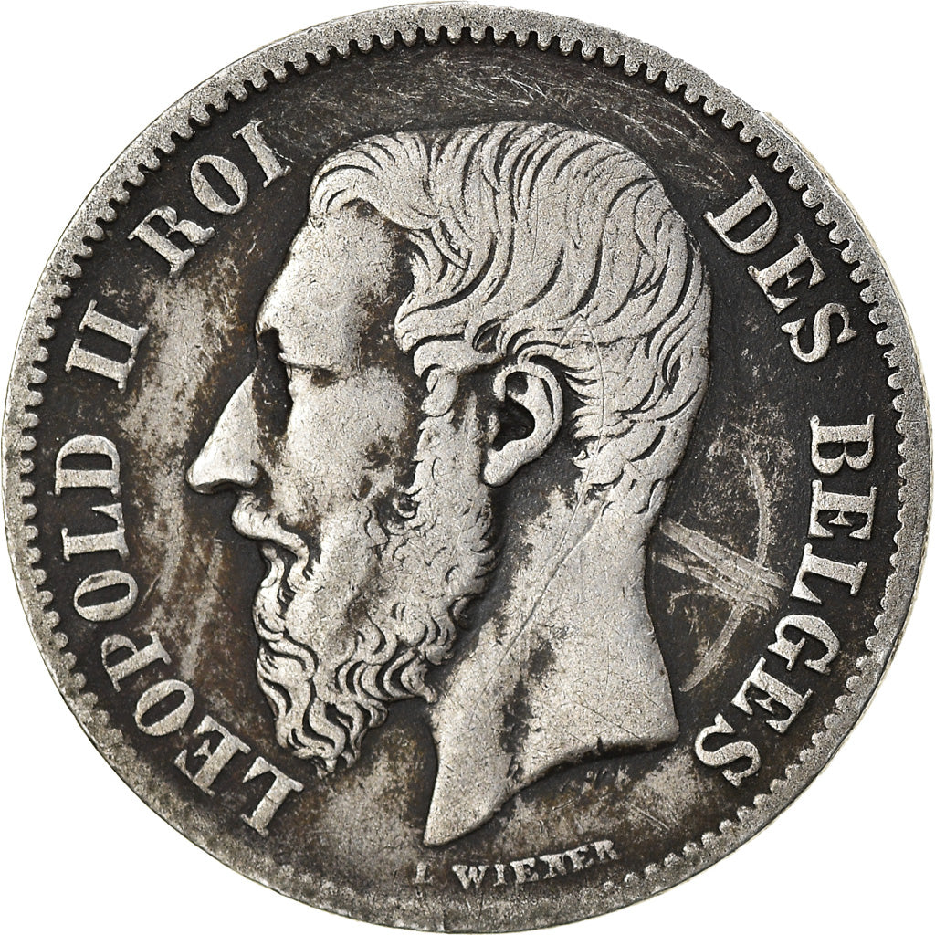 Coin, Belgium, Leopold II, 50 Centimes, 1866, EF(40-45), Silver, KM:26