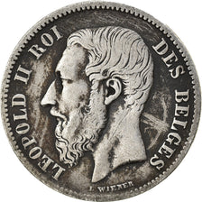 Coin, Belgium, Leopold II, 50 Centimes, 1866, EF(40-45), Silver, KM:26