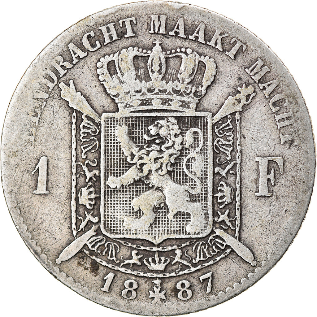 Coin, Belgium, Leopold II, Franc, 1887, VF(30-35), Silver, KM:29.1