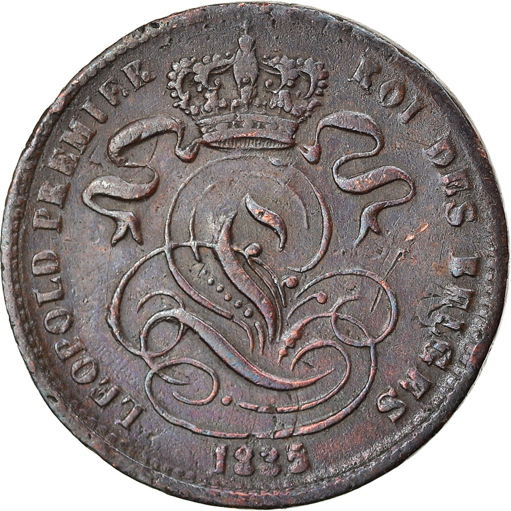 Coin, Belgium, Leopold I, Centime, 1835, EF(40-45), Copper, KM:1.1