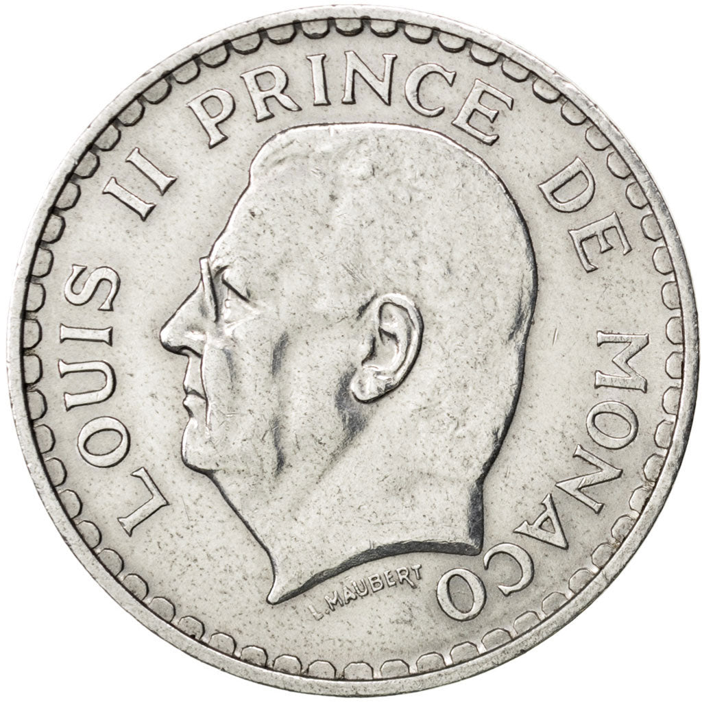 MONACO, 5 Francs, 1945, KM #122, AU(50-53), Aluminum, Gadoury #135, 3.84
