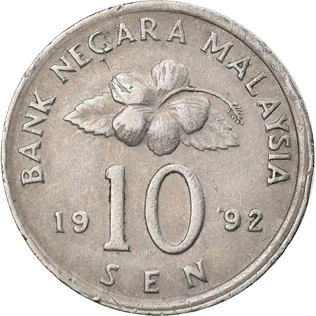 Coin, Malaysia, 10 Sen, 1992, VF(30-35), Copper-nickel, KM:51
