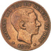 Spain, 10 Centimos, 1879, KM #675, VF(30-35), Copper, 8.89