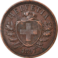 Coin, Switzerland, 2 Rappen, 1897, Bern, EF(40-45), Bronze, KM:4.2