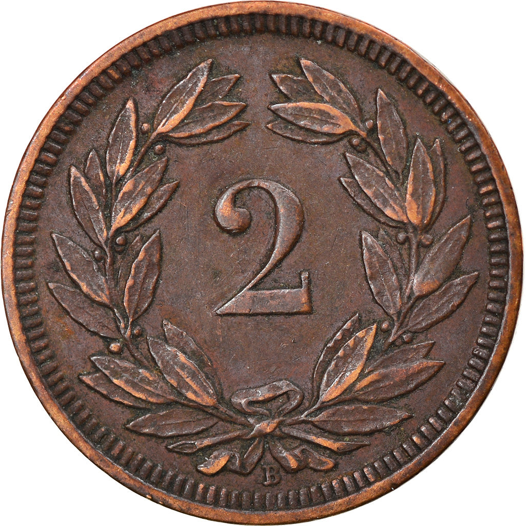 Coin, Switzerland, 2 Rappen, 1897, Bern, EF(40-45), Bronze, KM:4.2