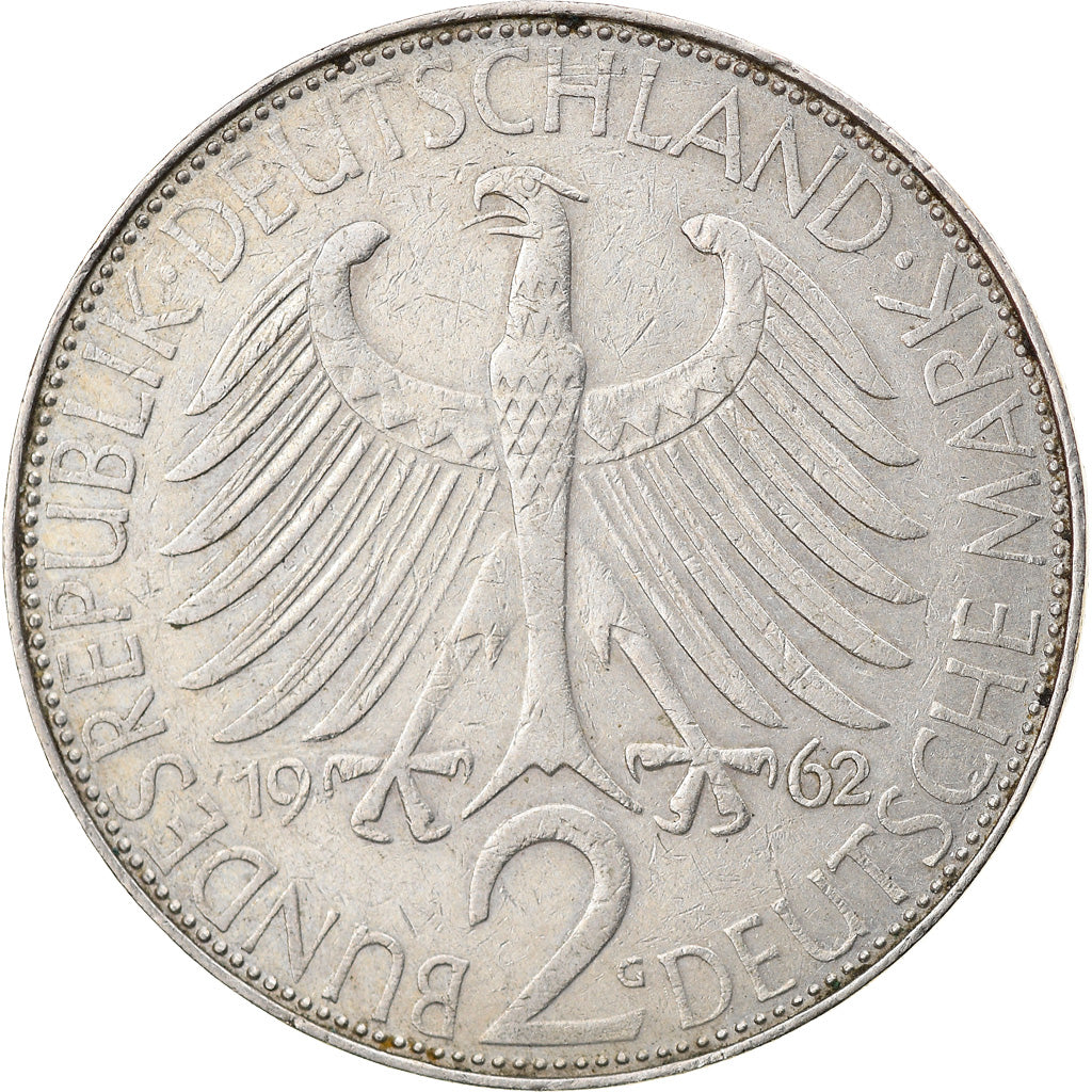 Coin, GERMANY - FEDERAL REPUBLIC, 2 Mark, 1962, Karlsruhe, EF(40-45)