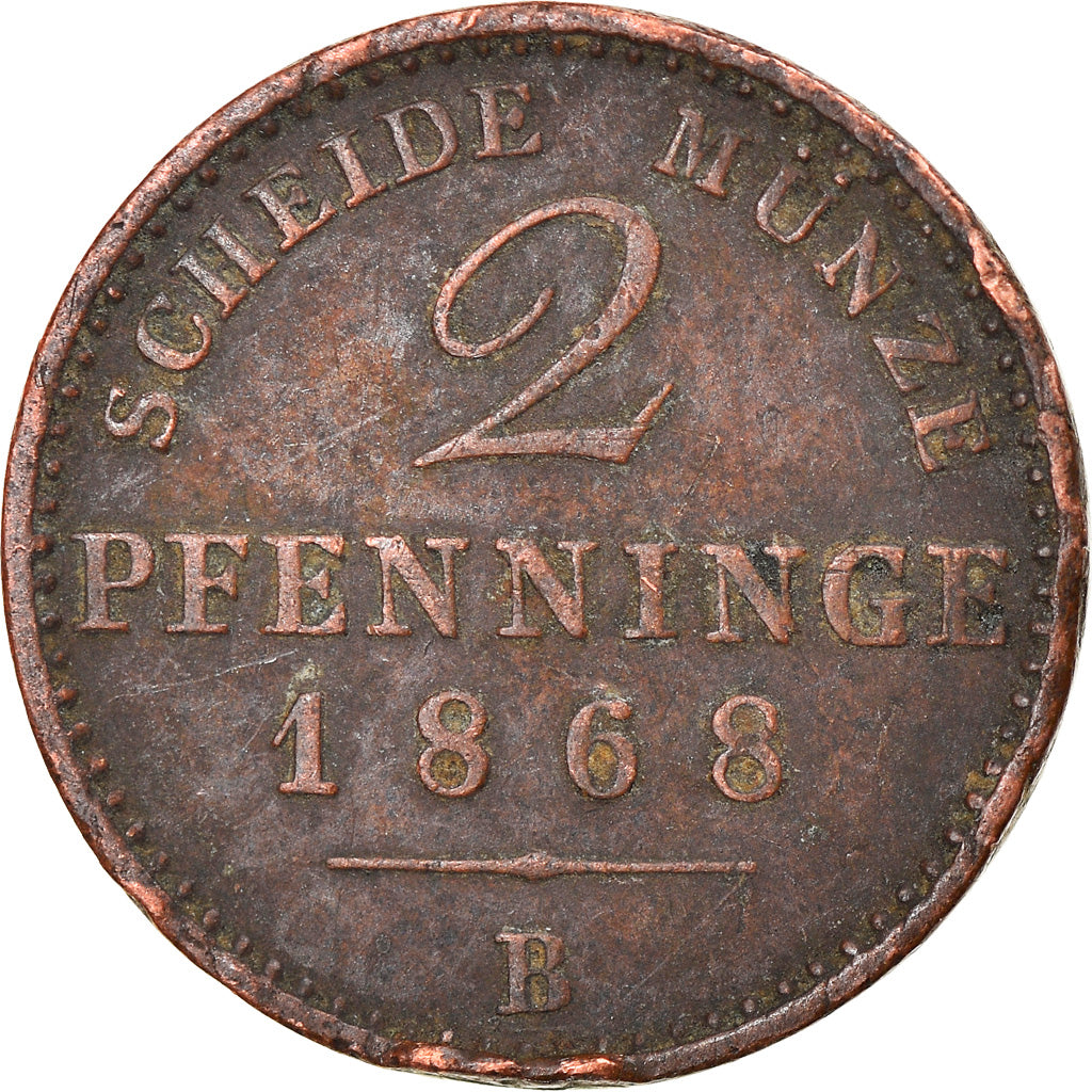 Moneta, Stati tedeschi, PRUSSIA, Wilhelm I, 2 Pfennig, 1868, MB+, Rame, KM:481