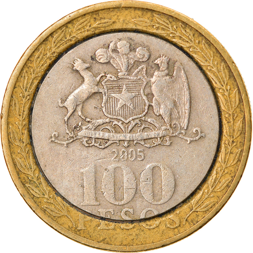 Munten, Chili, 100 Pesos, 2005, Santiago, FR+, Bi-Metallic, KM:236