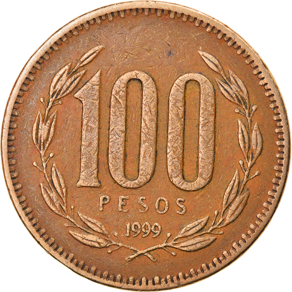 Moneda, Chile, 100 Pesos, 1999, Santiago, MBC, Aluminio - bronce, KM:226.2