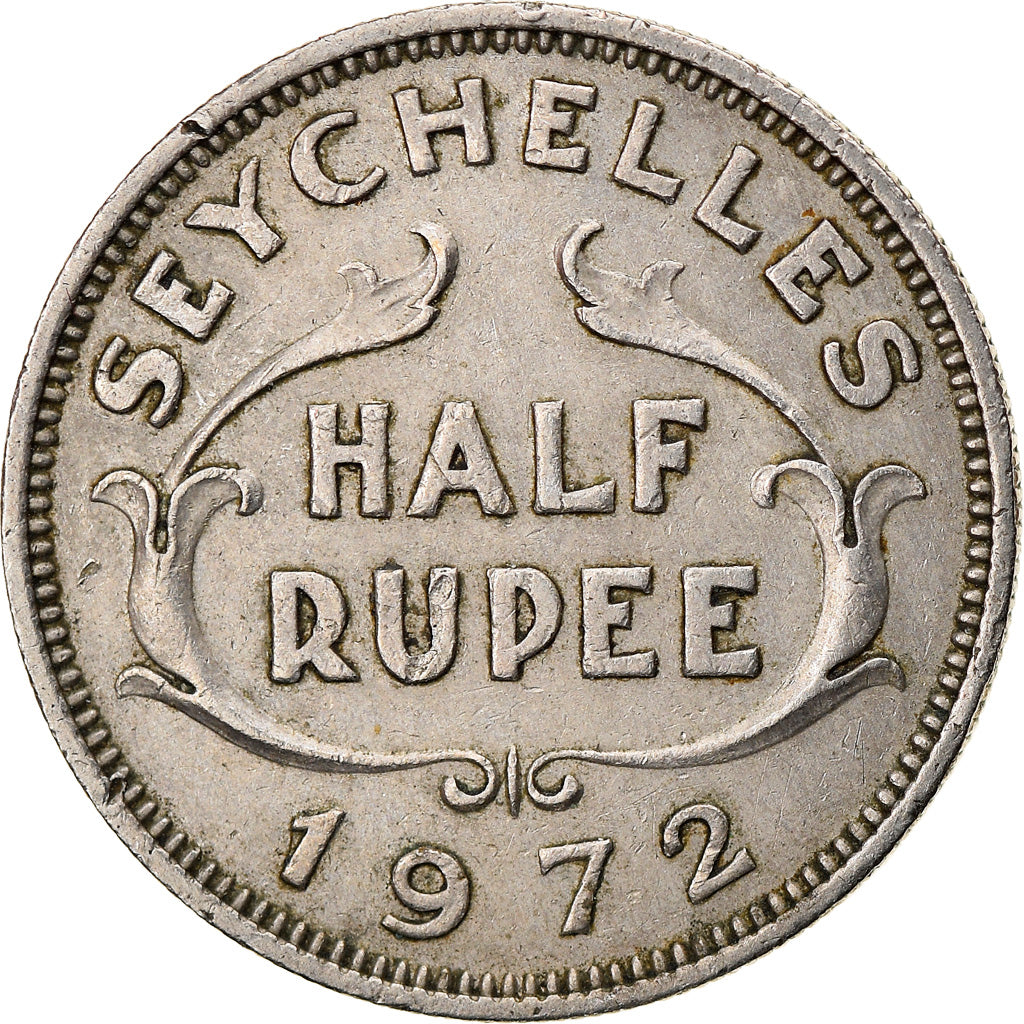 Coin, Seychelles, 1/2 Rupee, 1972, British Royal Mint, EF(40-45), Copper-nickel