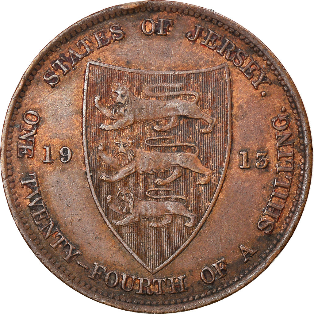 Coin, Jersey, George V, 1/24 Shilling, 1913, EF(40-45), Bronze, KM:11