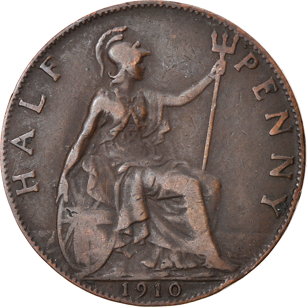 Coin, Great Britain, Edward VII, 1/2 Penny, 1910, VF(30-35), Bronze, KM:793.2