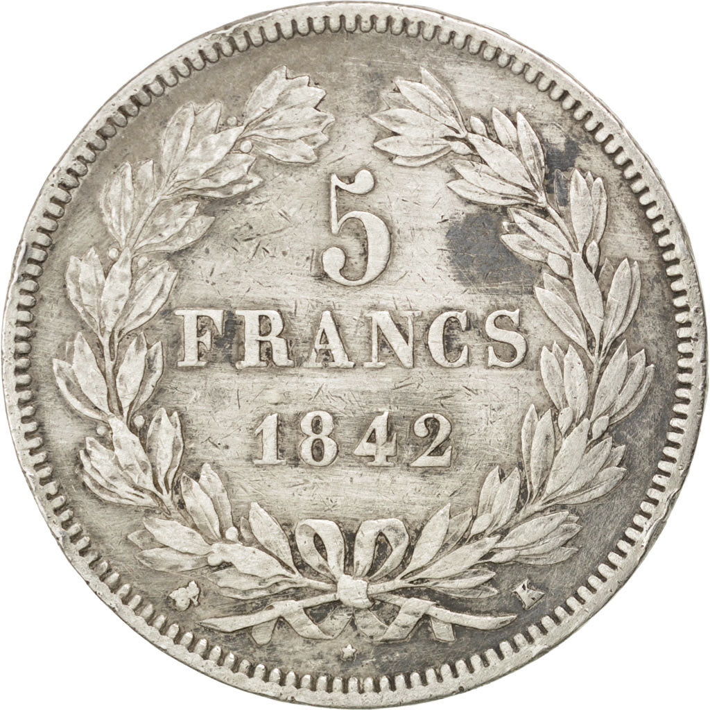 FRANCE, Louis-Philippe, 5 Francs, 1842, Paris, KM #749.1, VF(30-35), Silver,...