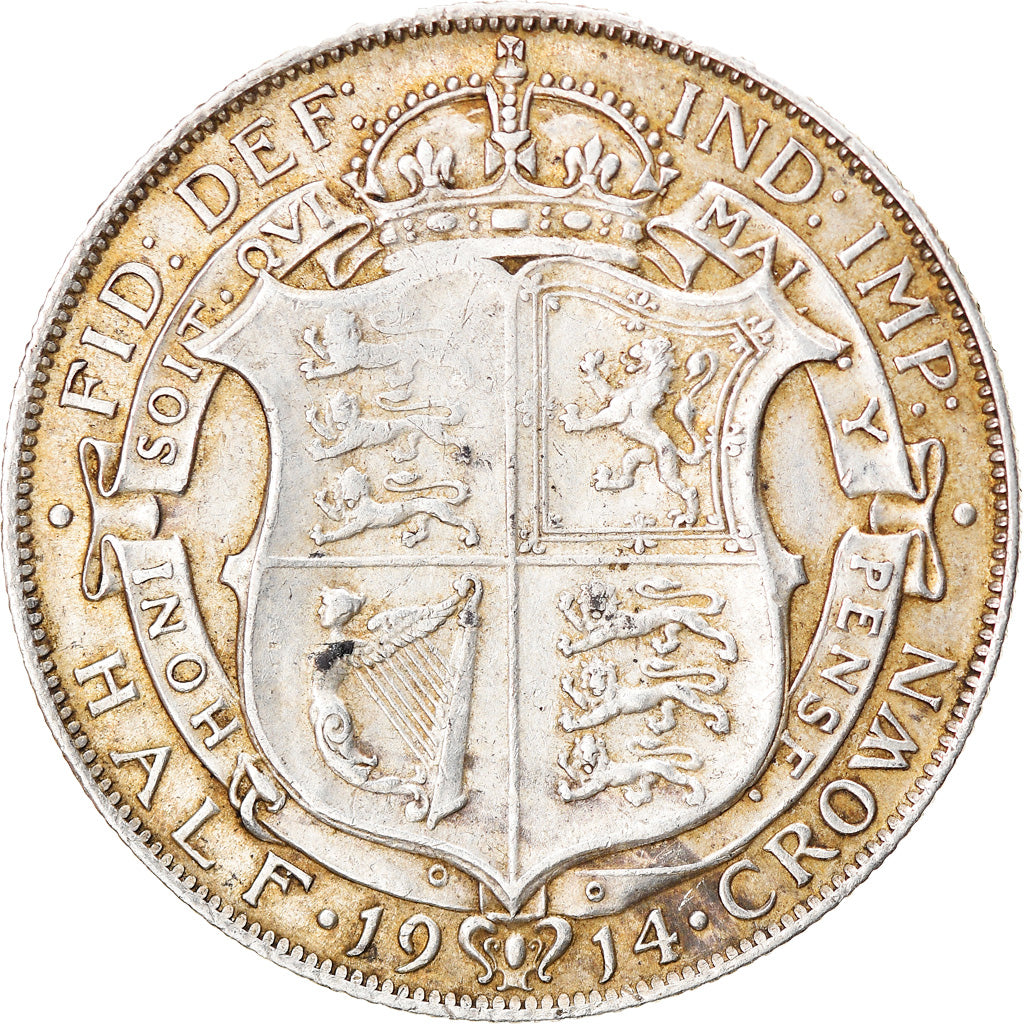 Coin, Great Britain, George V, 1/2 Crown, 1914, EF(40-45), Silver, KM:818.1