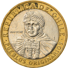 Moneta, Cile, 100 Pesos, 2011, Santiago, MB+, Bi-metallico, KM:236
