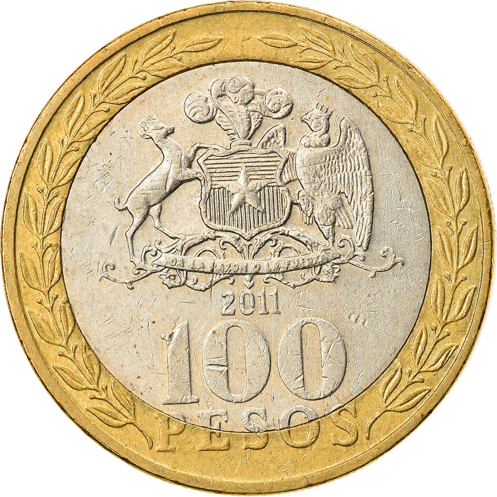 Coin, Chile, 100 Pesos, 2011, Santiago, VF(30-35), Bi-Metallic, KM:236