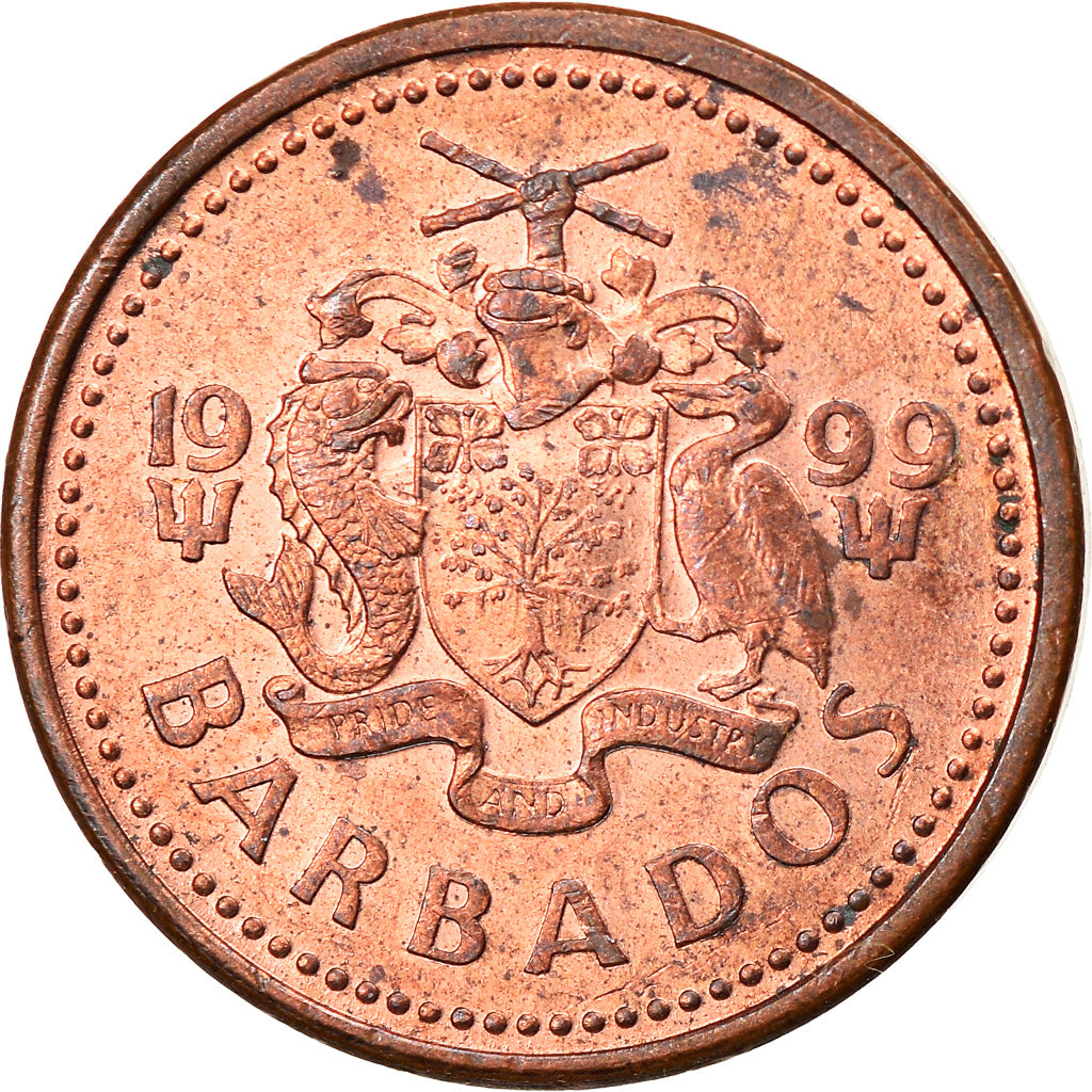 Moneta, Barbados, Cent, 1999, Royal Canadian Mint, VF(30-35), Miedź platerowana