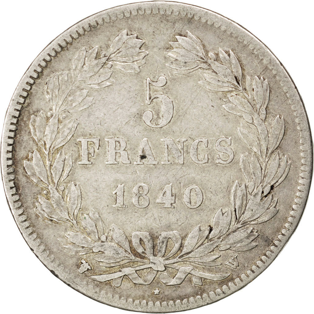FRANCE, Louis-Philippe, 5 Francs, 1840, Lille, KM #749.13, VF(20-25), Silver,...