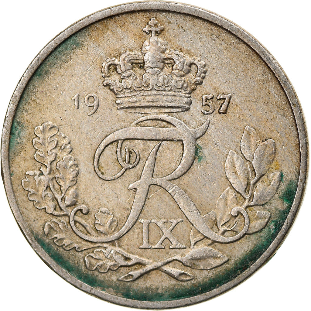 Monnaie, Danemark, Frederik IX, 10 Öre, 1957, Copenhagen, TB+, Copper-nickel