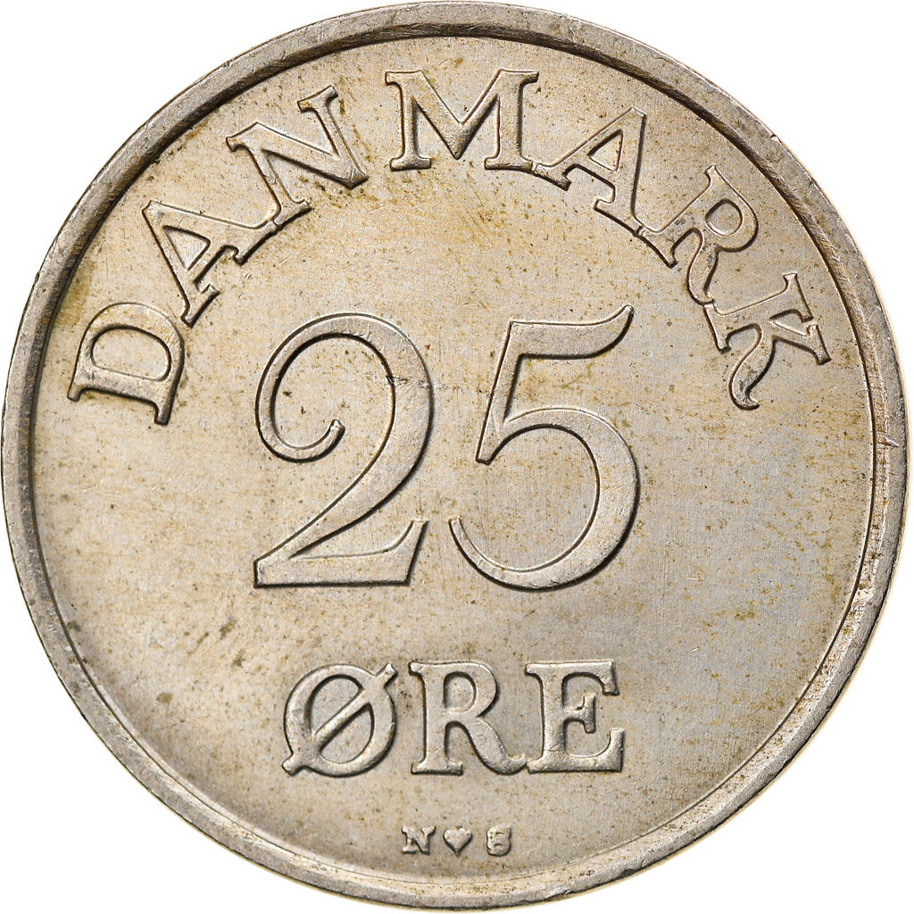 Münze, Dänemark, Frederik IX, 25 Öre, 1955, Copenhagen, S+, Copper-nickel