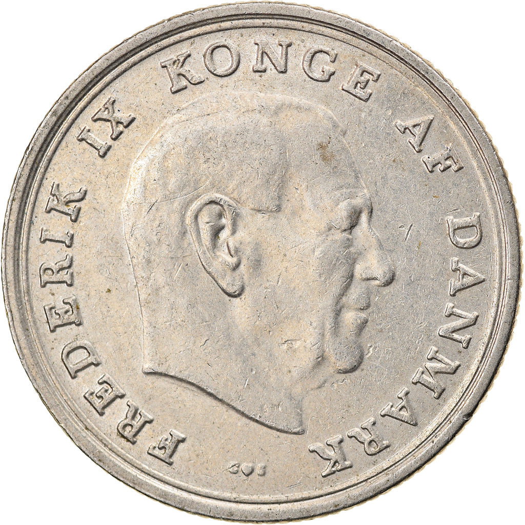 Coin, Denmark, Frederik IX, Krone, 1956, Copenhagen, VF(30-35), Aluminum-Bronze