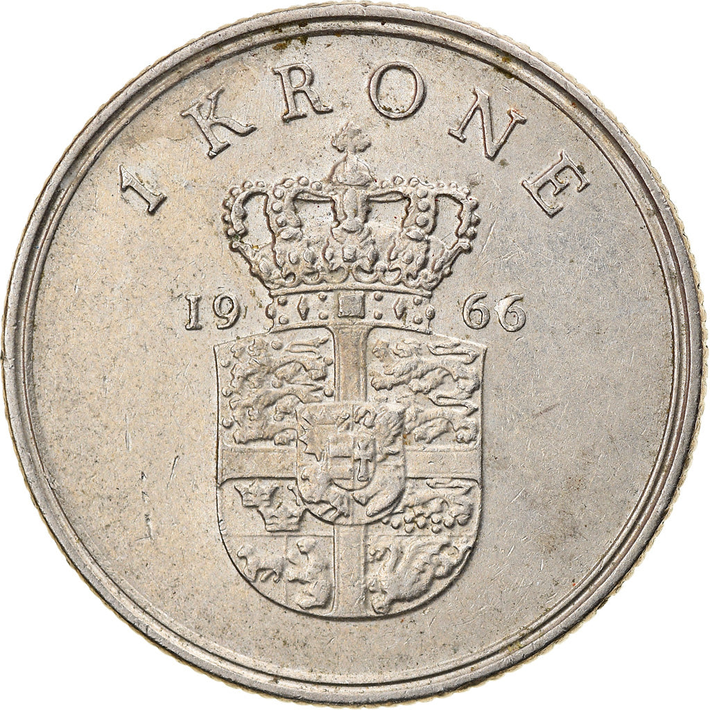 Coin, Denmark, Frederik IX, Krone, 1956, Copenhagen, VF(30-35), Aluminum-Bronze