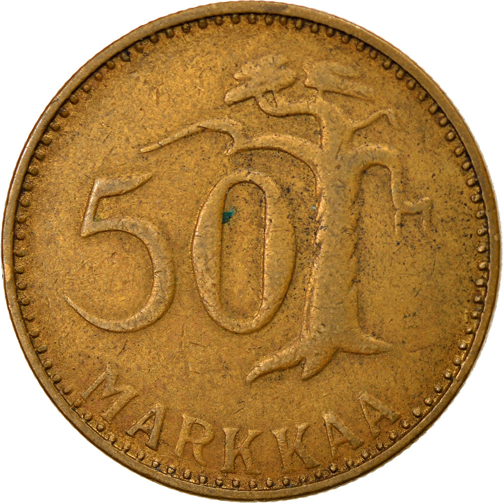 Coin, Finland, 50 Markkaa, 1952, VF(30-35), Aluminum-Bronze, KM:40