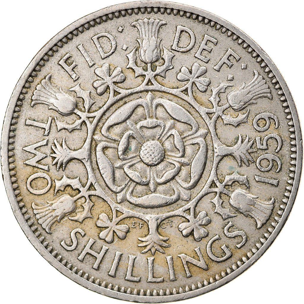 Coin, Great Britain, Elizabeth II, Florin, Two Shillings, 1959, VF(30-35)