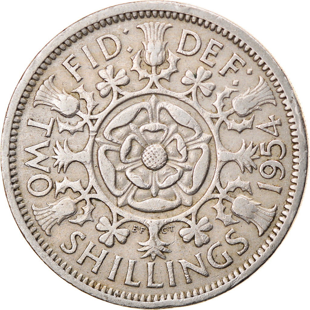 Coin, Great Britain, Elizabeth II, Florin, Two Shillings, 1954, VF(30-35)