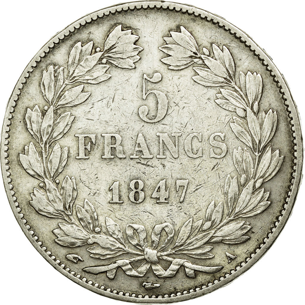 Coin, France, Louis-Philippe, 5 Francs, 1847, Paris, EF(40-45), Silver