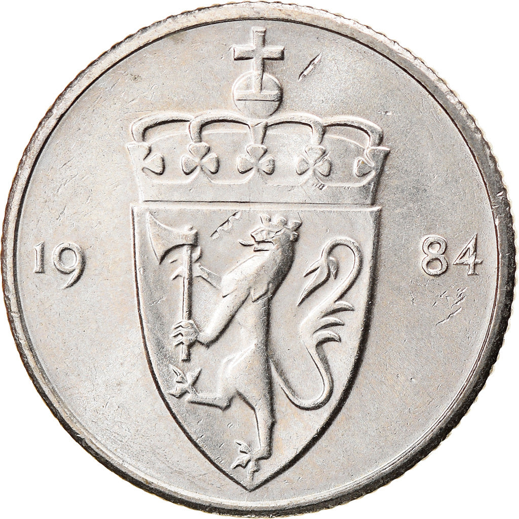 Munten, Noorwegen, Olav V, 50 Öre, 1984, ZF, Copper-nickel, KM:418