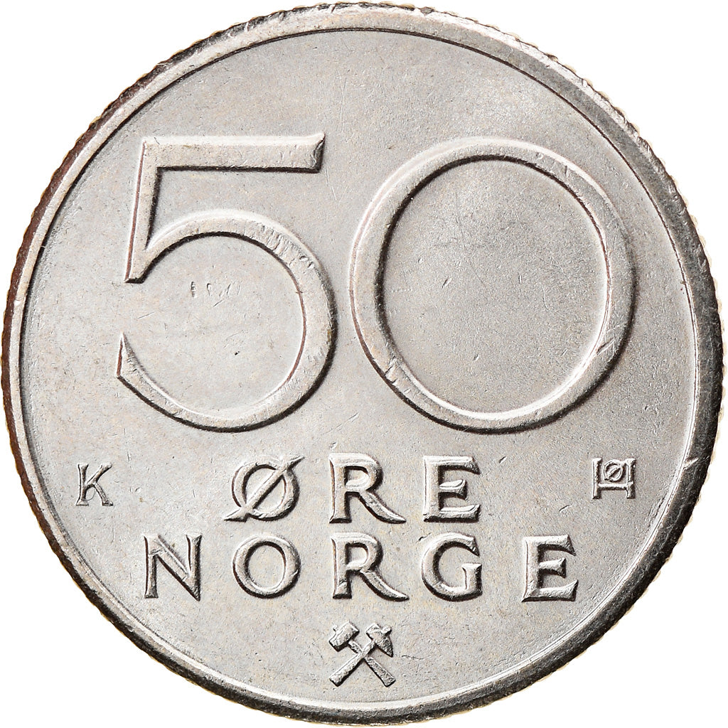 Munten, Noorwegen, Olav V, 50 Öre, 1984, ZF, Copper-nickel, KM:418