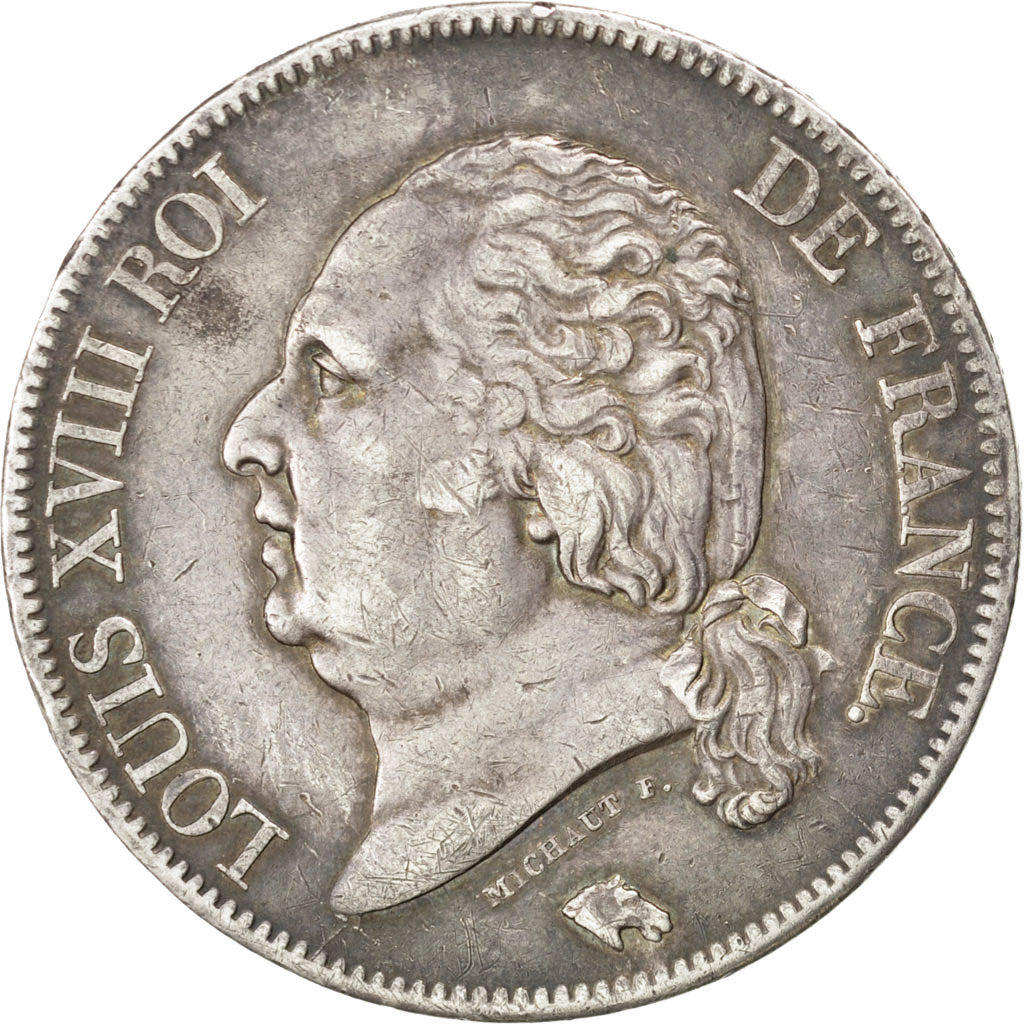 FRANCE, Louis XVIII, 5 Francs, 1821, Paris, KM #711.1, EF(40-45), Silver,...