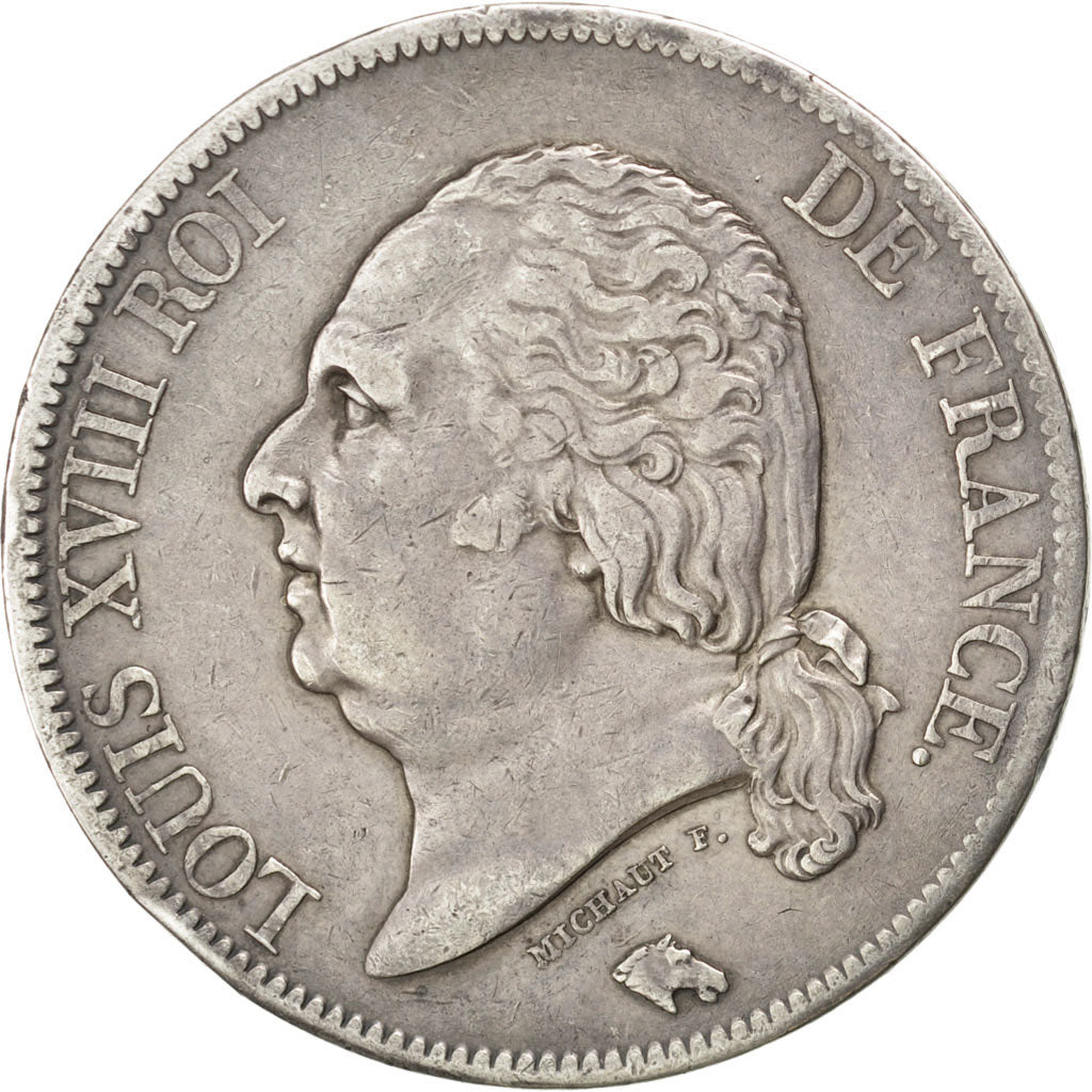 FRANCE, Louis XVIII, 5 Francs, 1820, Paris, KM #711.1, EF(40-45), Silver,...