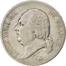 FRANCE, Louis XVIII, 5 Francs, 1818, Rouen, KM #711.2, VF(30-35), Silver,...
