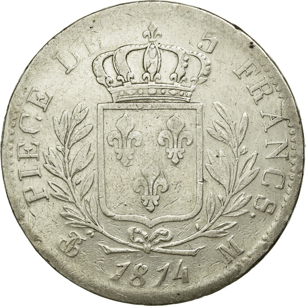 Moneta, Francia, Louis XVIII, Louis XVIII, 5 Francs, 1814, Bayonne, MB+