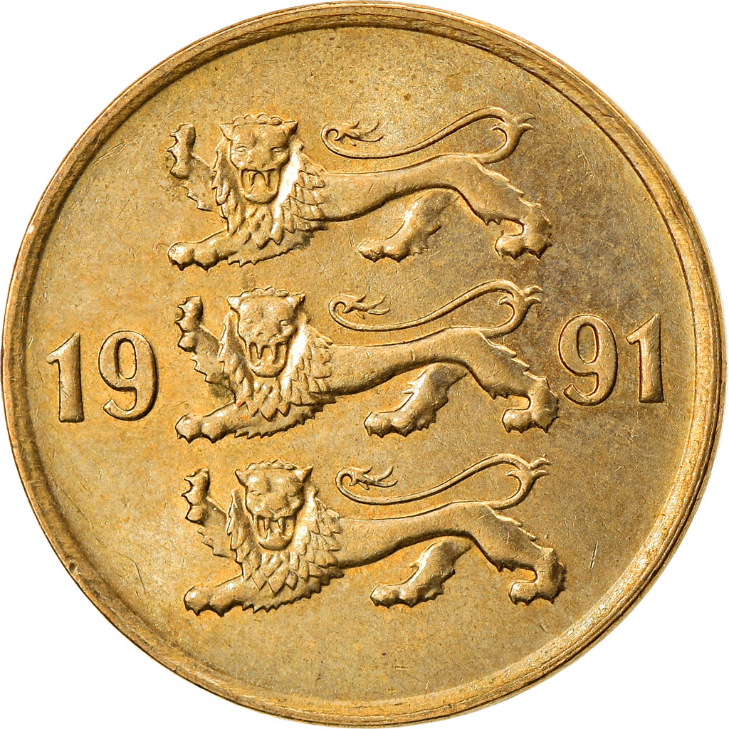 Coin, Estonia, 10 Senti, 1991, no mint, EF(40-45), Aluminum-Bronze, KM:22