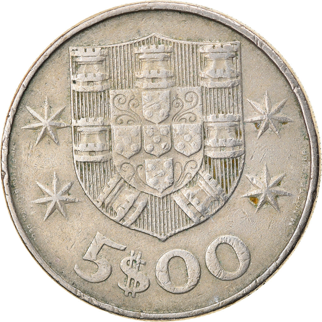Münze, Portugal, 5 Escudos, 1977, S+, Copper-nickel, KM:591