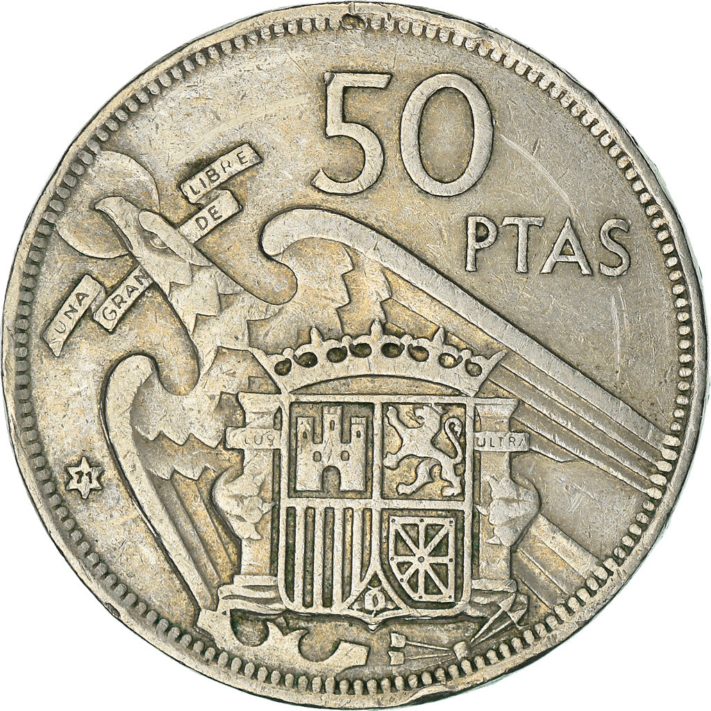 Munten, Spanje, Caudillo and regent, 50 Pesetas, 1971, FR+, Copper-nickel