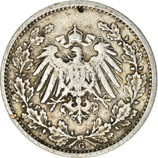 Coin, GERMANY - EMPIRE, 1/2 Mark, 1906, Karlsruhe, EF(40-45), Silver, KM:17