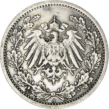 Coin, GERMANY - EMPIRE, 1/2 Mark, 1917, Berlin, EF(40-45), Silver, KM:17