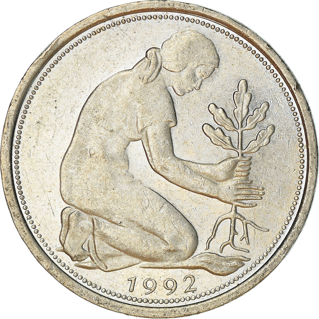 Munten, Federale Duitse Republiek, 50 Pfennig, 1992, Hambourg, ZF